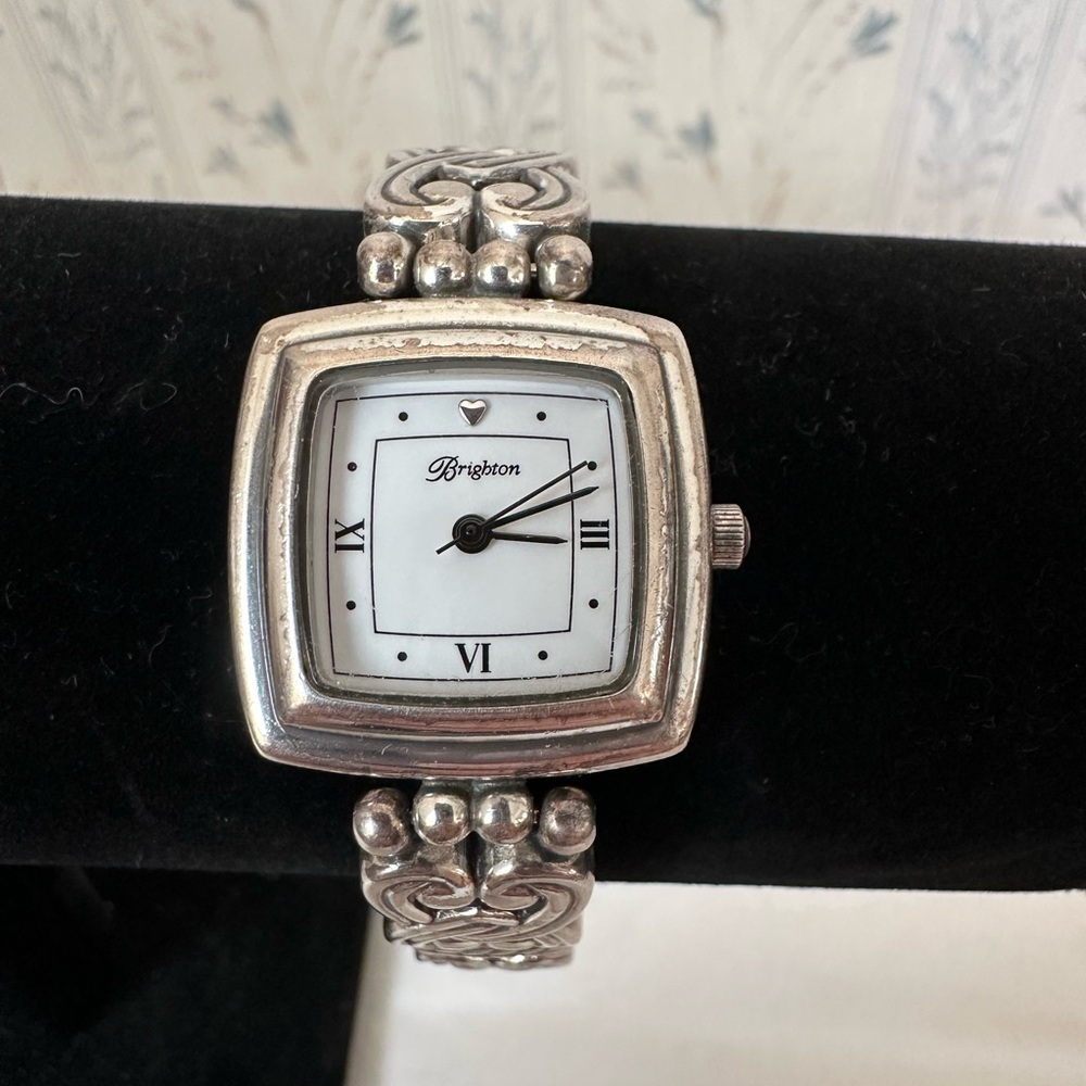Brighton Silver Watch with White Face